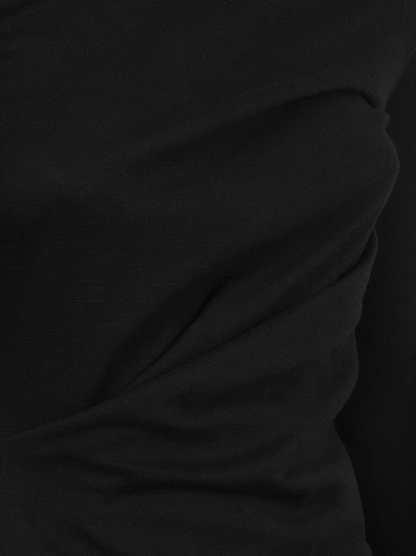 Max Mara Asymmetrical Black Midi Dress With Exquisite Ruching
