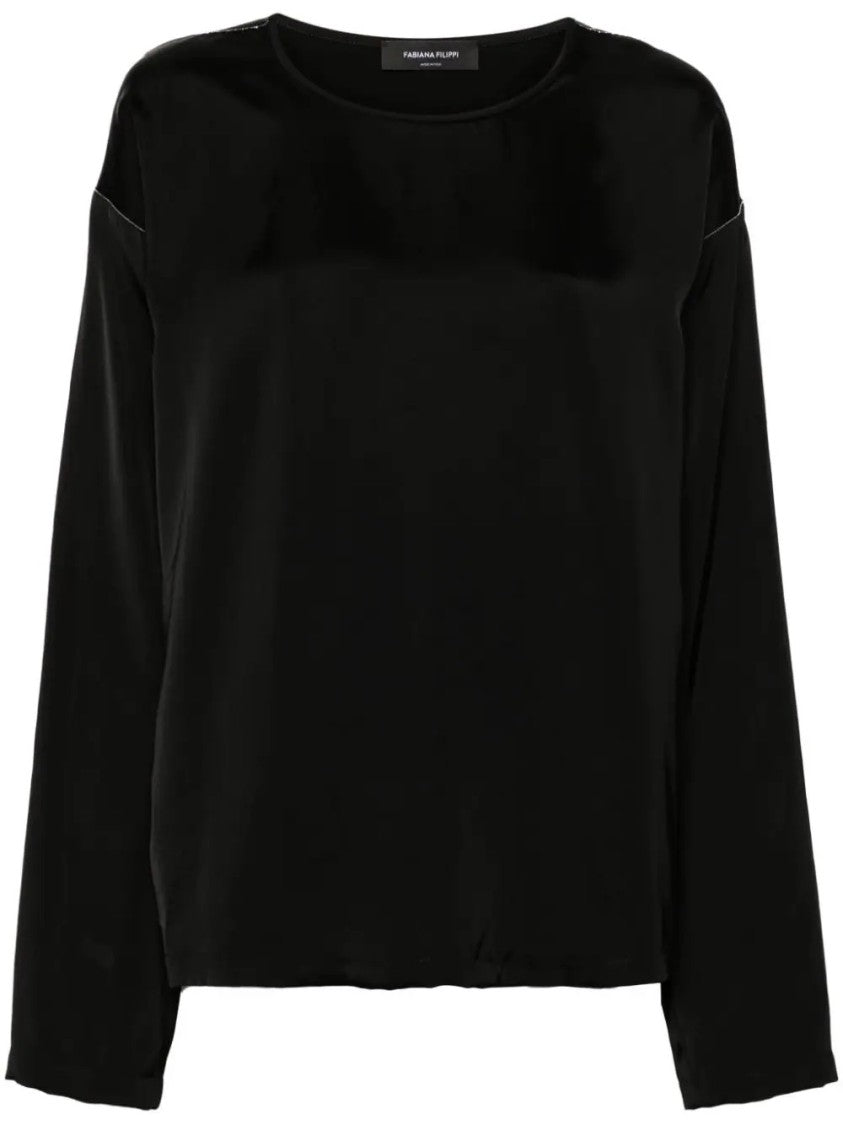 Fabiana Filippi Black Long-Sleeved Viscose Top