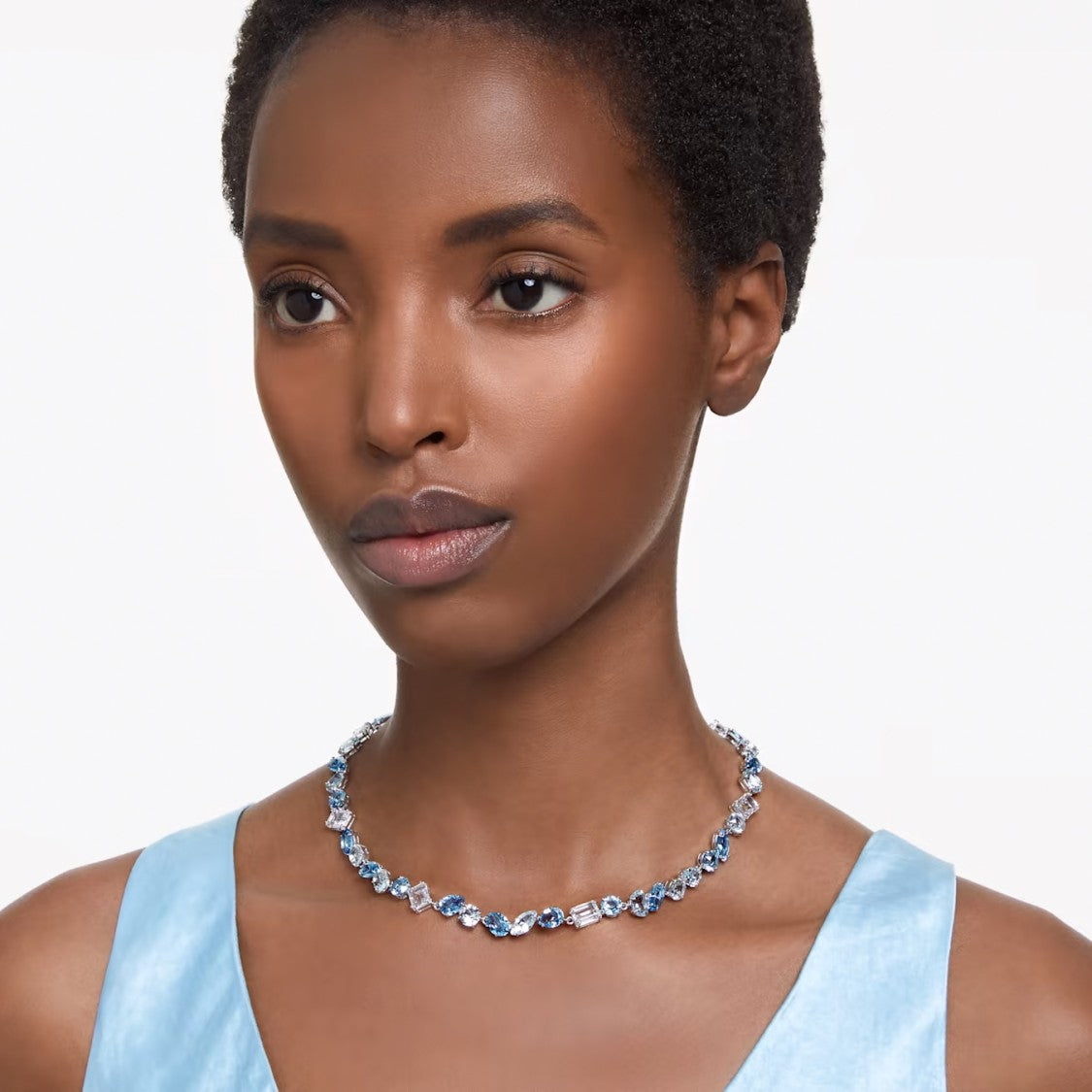 Swarovski Rhodium-Plated Necklace With Icy Blue