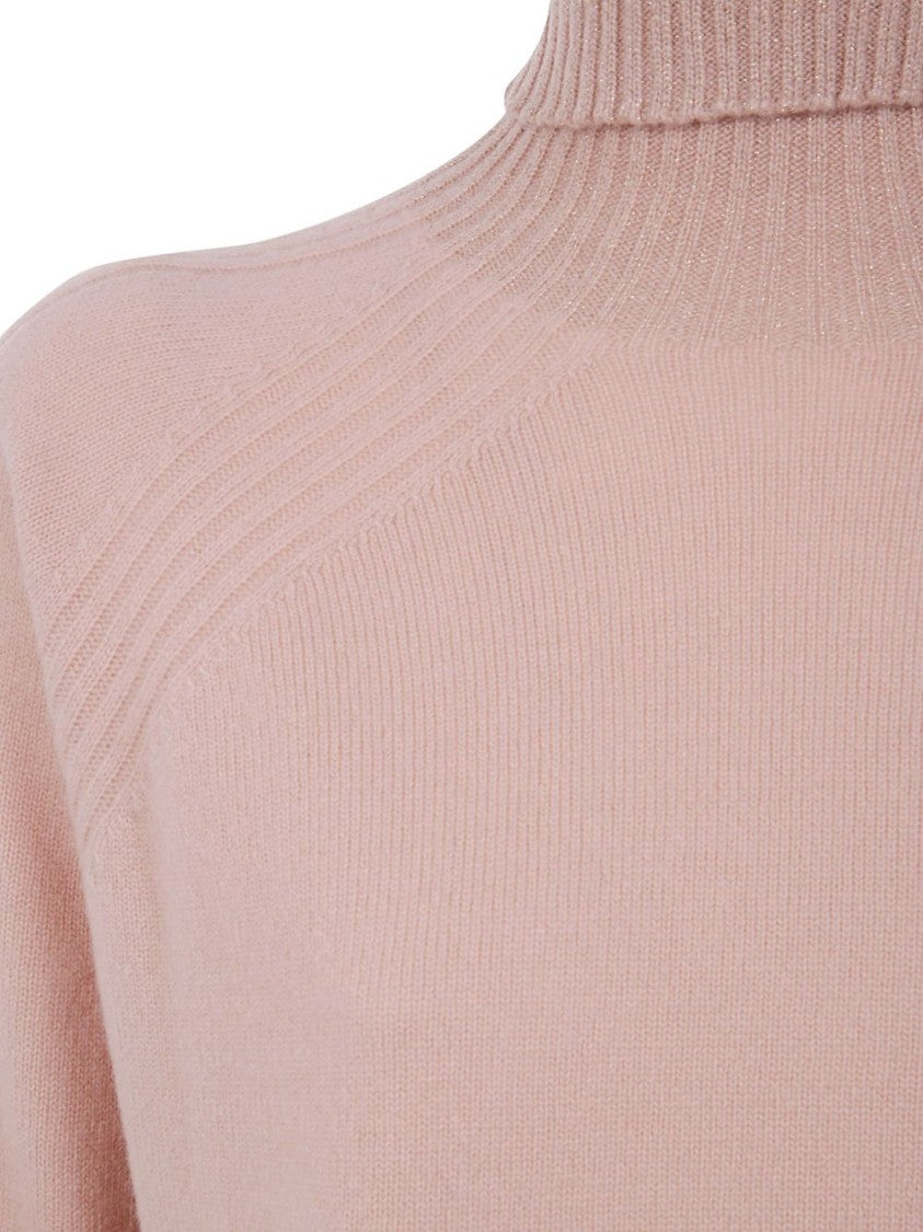 Twin-Set Dusty Pink Turtleneck Sweater With Raglan Sleeves