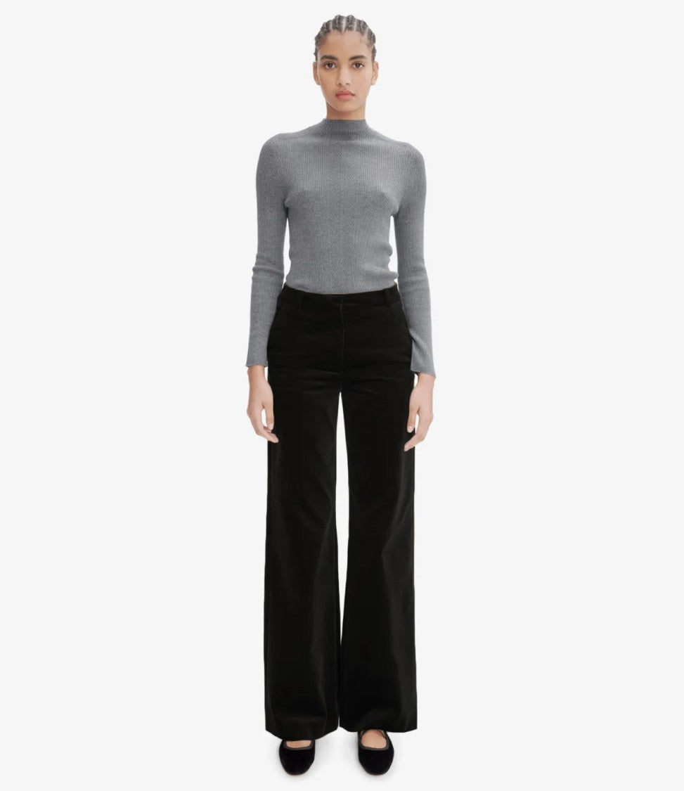 A.P.C. High-Rise Black Velvet Trousers