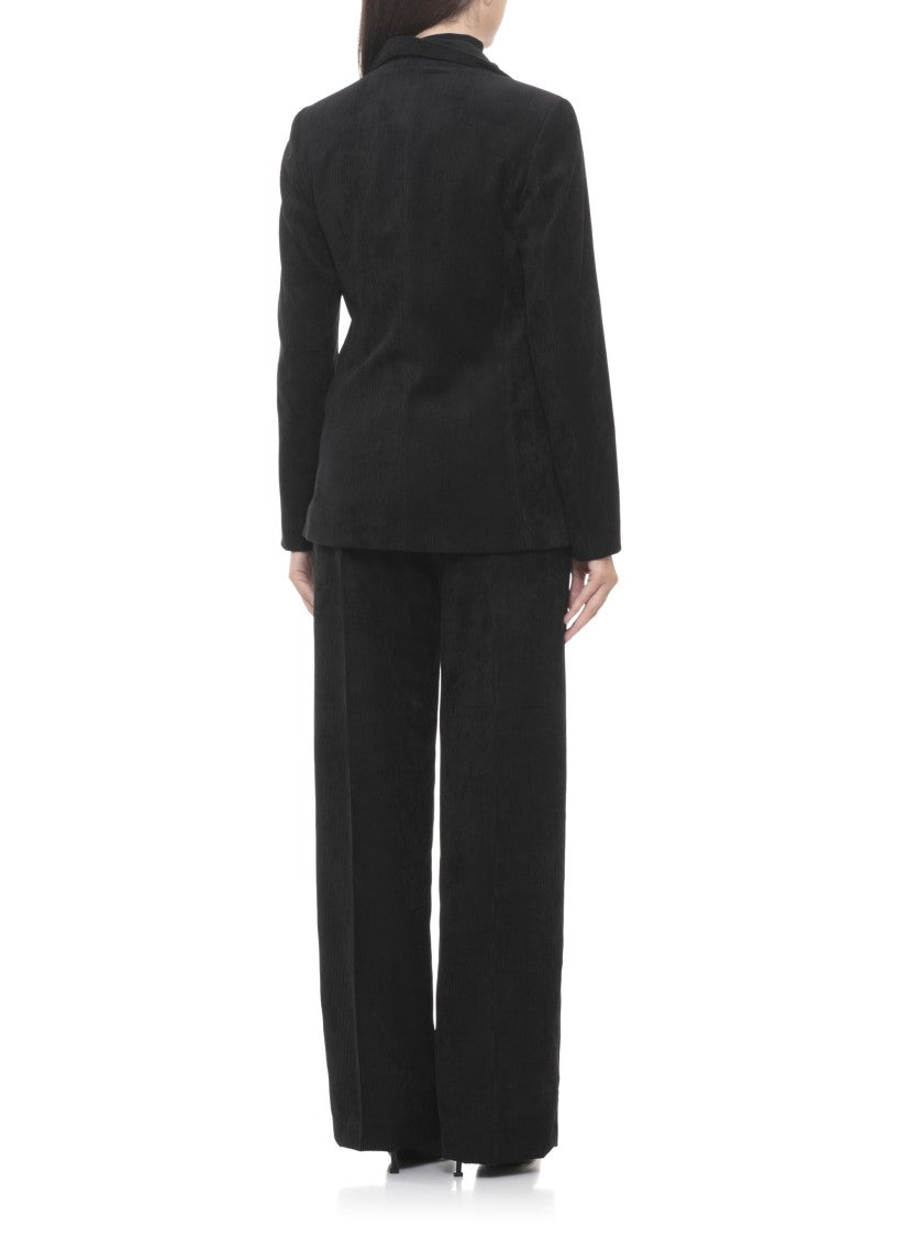 D. Exterior Black Corduroy Blazer