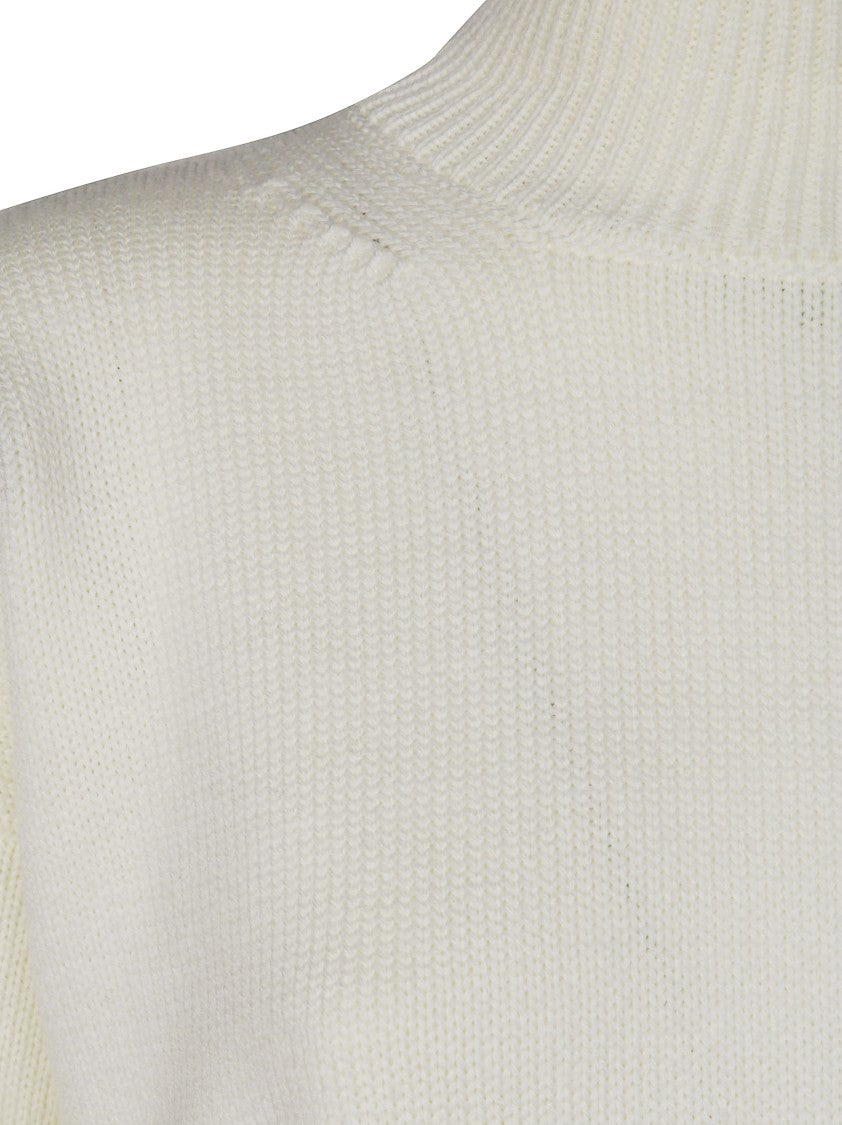 Dondup Cropped Sweater With High Turtleneck And Ribbed Detailing