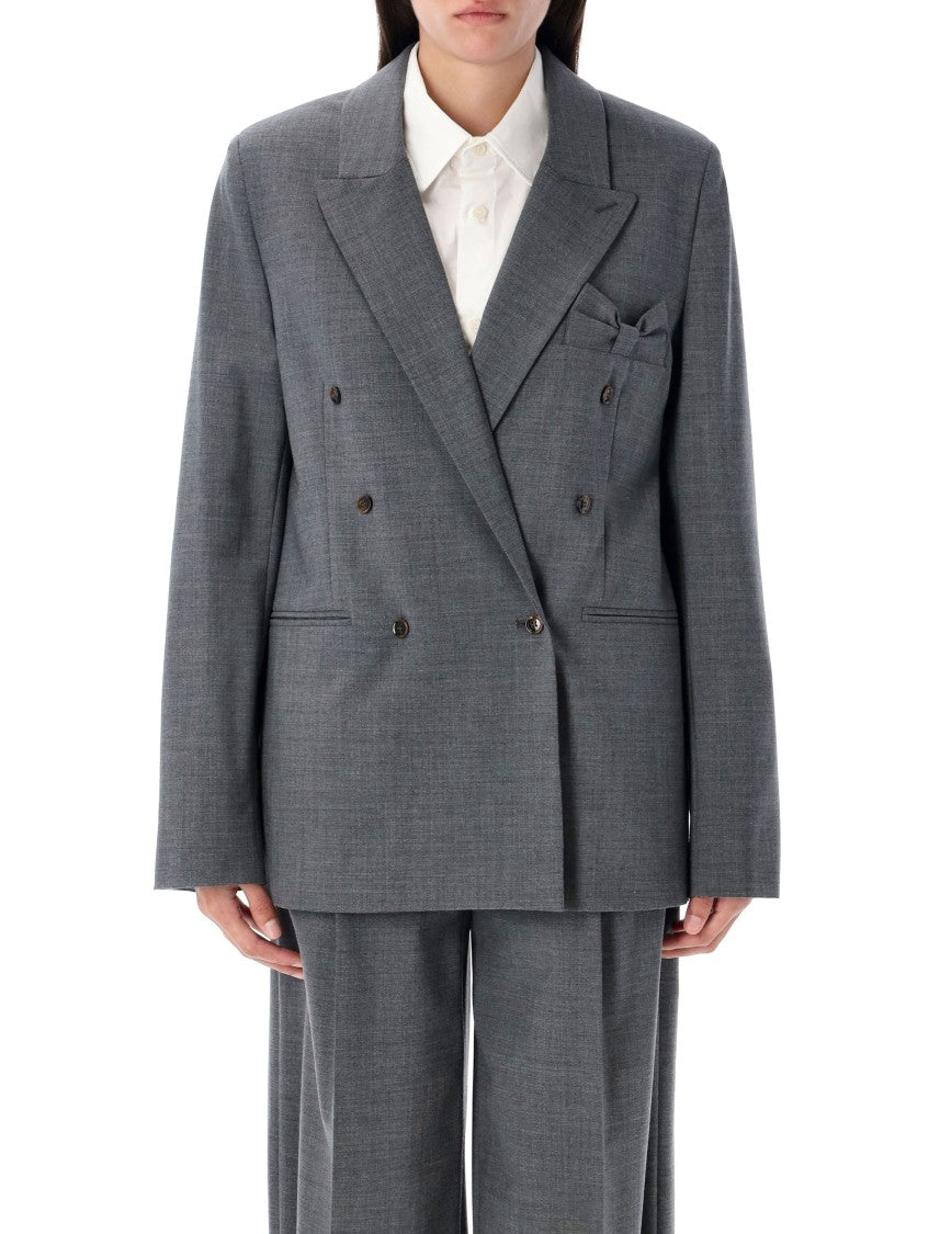The Garment Double-Breasted Structured Blazer With Bow Accent
