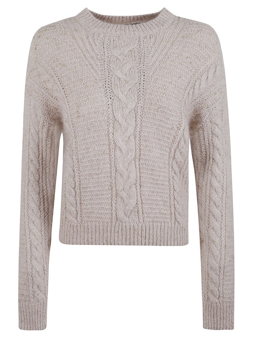 Max Mara Beige Alpaca Blend Sweater With Lurex Detailing