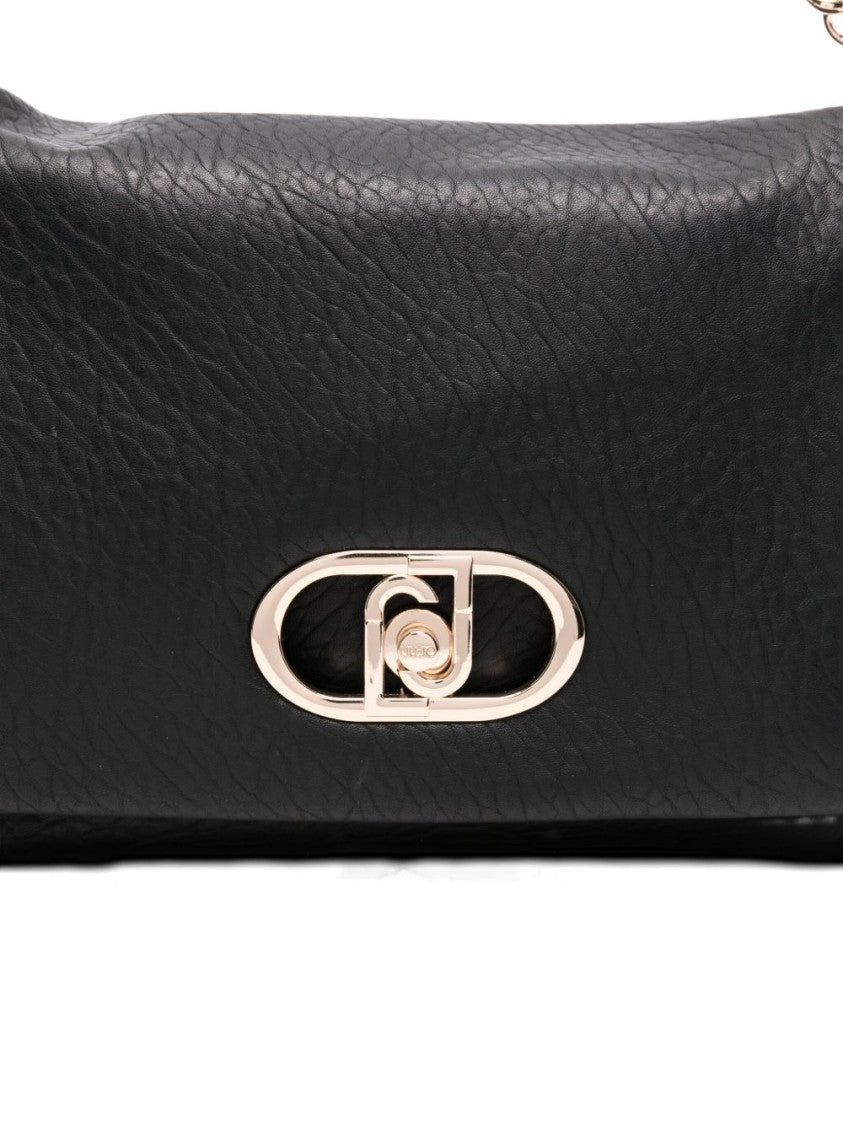 Liu Jo Textured Black Handbag With Gold-Tone Clasp