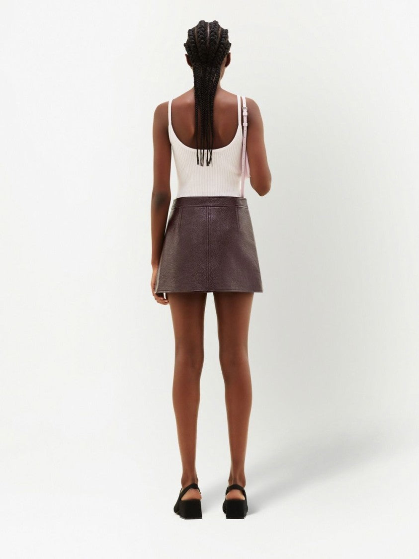 Courrèges Burgundy Vinyl Mini Skirt