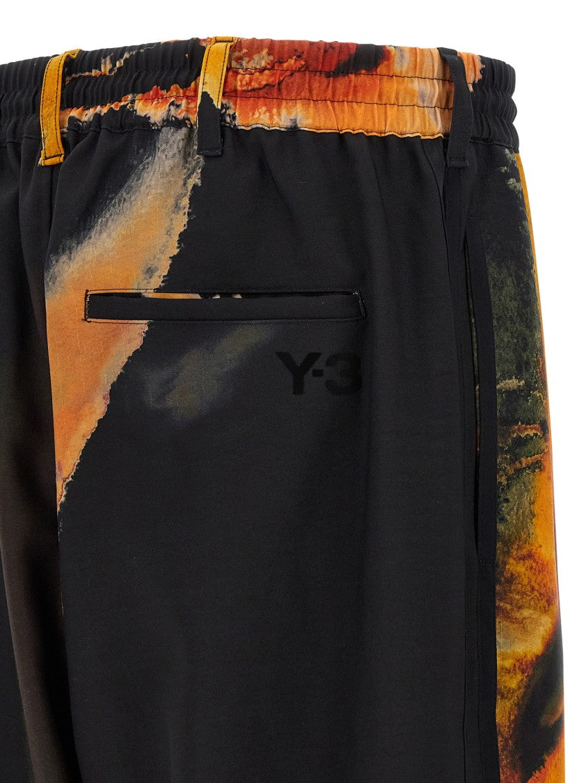 Y-3 Technical Fabric Trousers With Striking Print And Adjustable Features