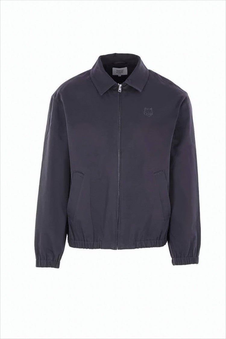 Maison Kitsuné Cropped Jacket With Front Zipper And Embroidered Logo