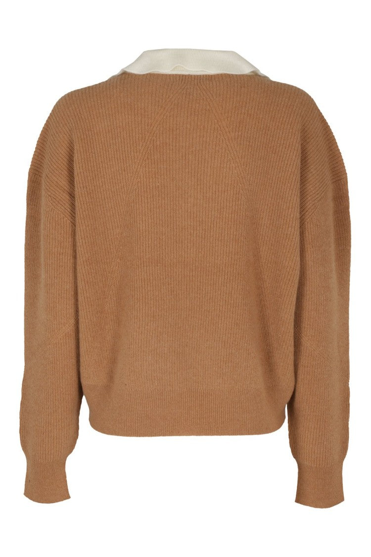 Rag & Bone Ribbed Knit Sweater With Contrast Collar