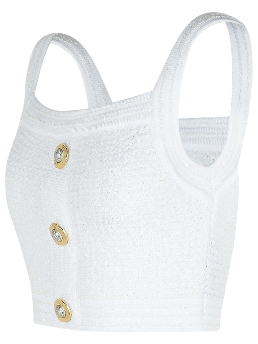 Balmain White Cotton Blend Top