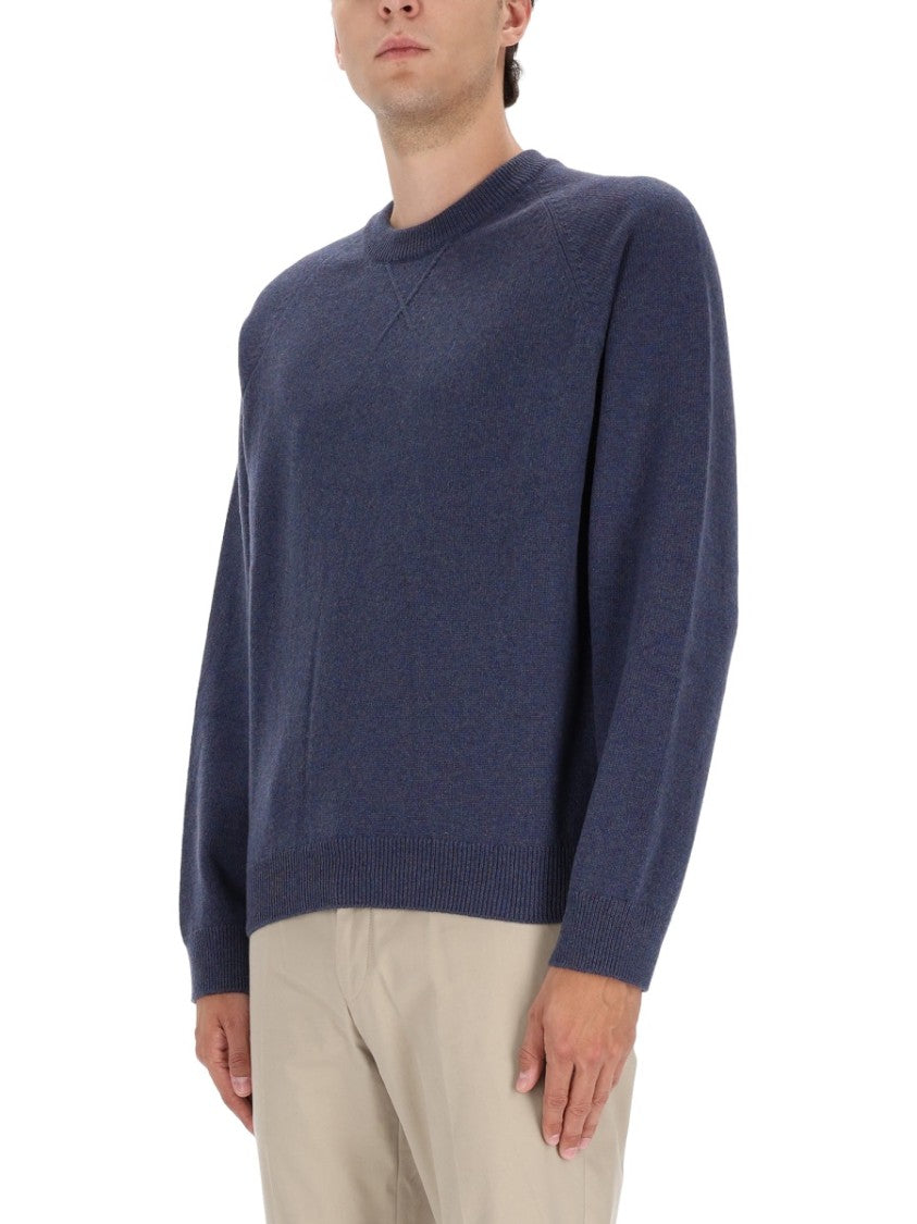 Ps Paul Smith Classic Crew Neck Purple Merino Wool Sweater