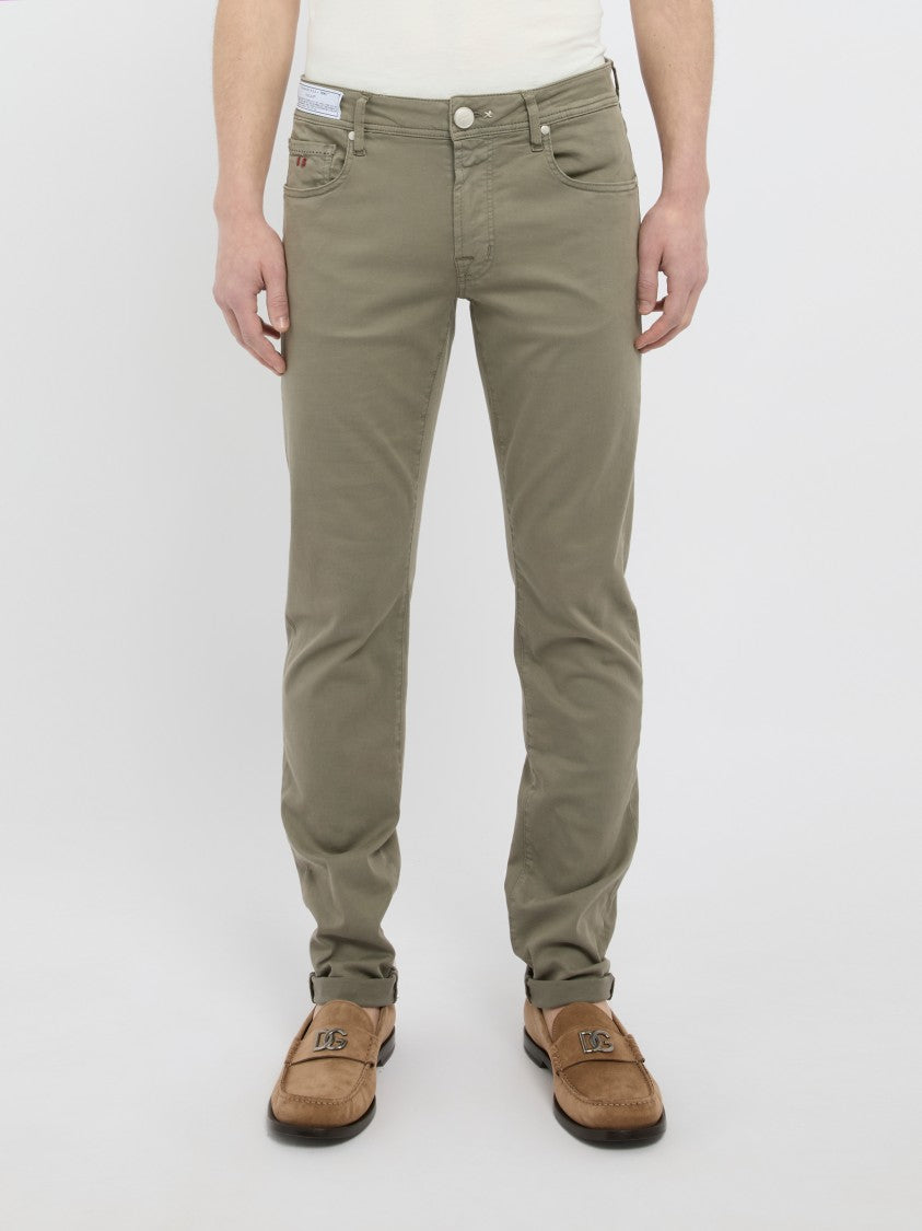 Tramarossa Olive Green Slim-Fit Denim Jeans