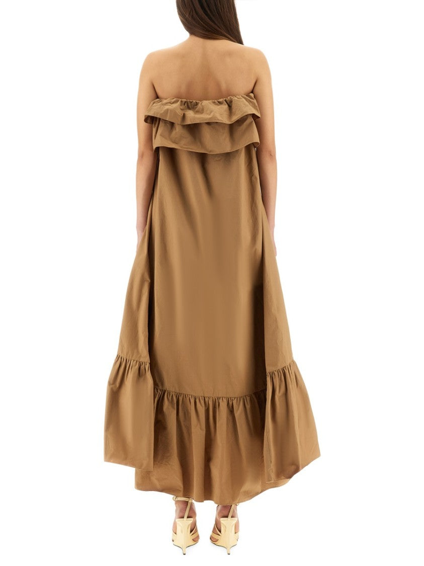 Saint Laurent Cotton Twill Ruffle Dress