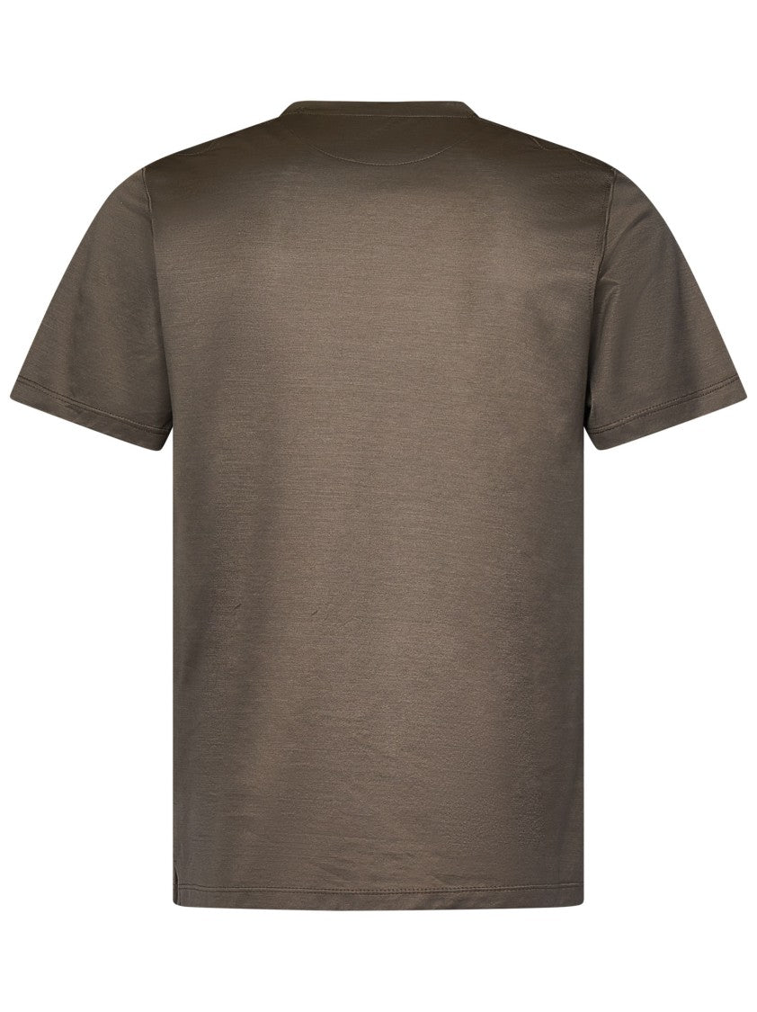 Franzese Collection Brown Cotton T-Shirt With Classic Crew Neck