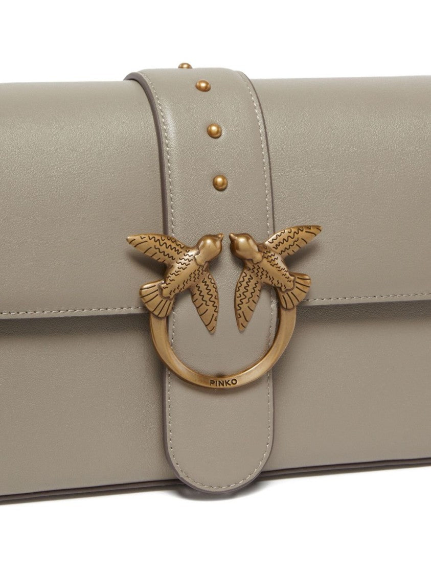 Pinko Foldover Top Leather Bag With Gold-Tone Clasp