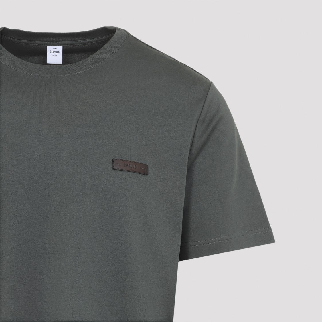 Berluti Dark Green Cotton Jersey T-Shirt With Embossed Logo