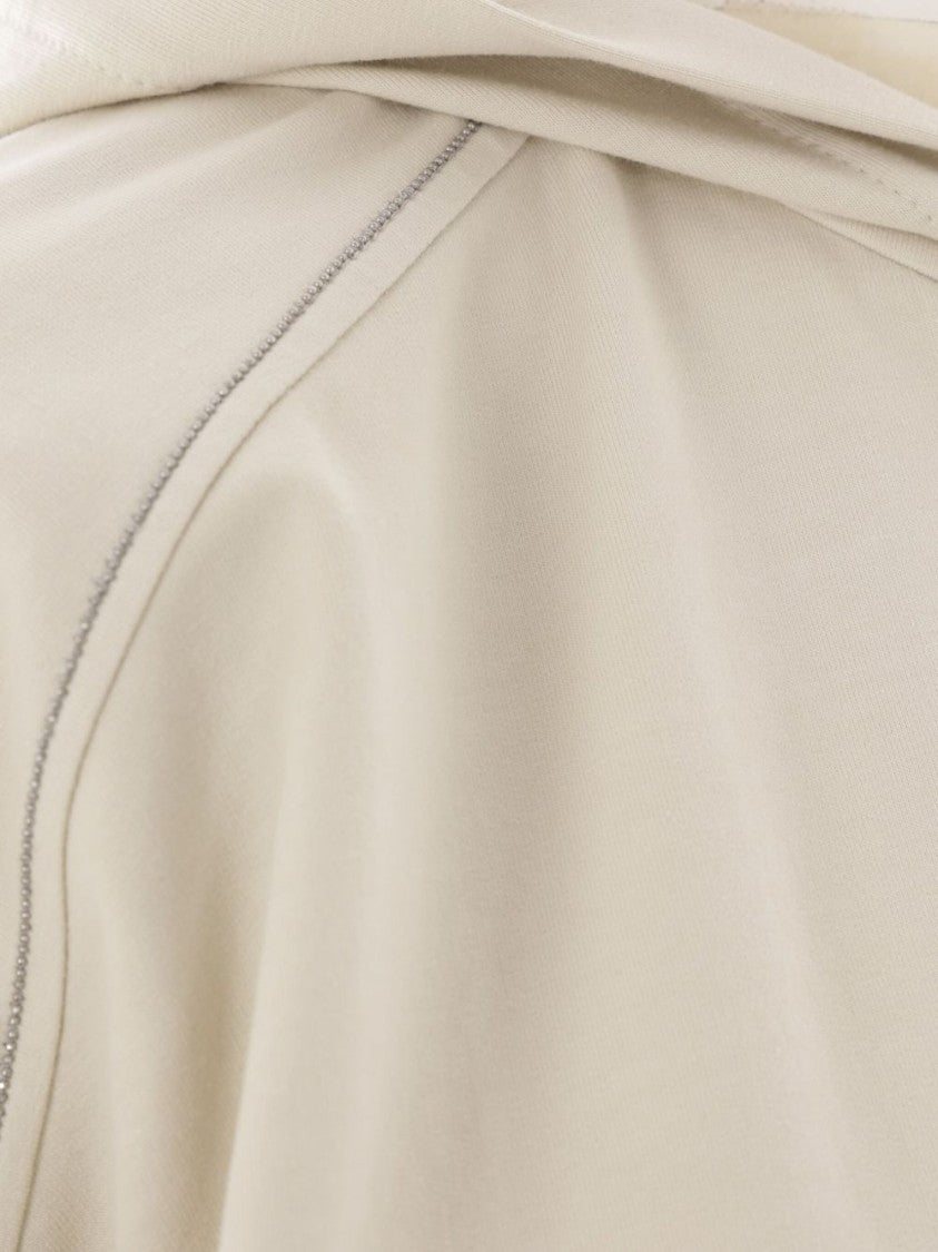 Brunello Cucinelli Brushed Cotton Monile Hoodie With Zip Closure