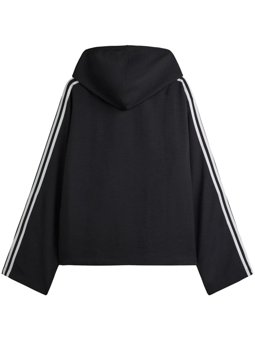 Y-3 Cropped Hooded Sweater With Contrasting Stripes