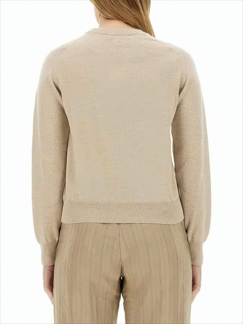 Maison Kitsuné Classic Crew Neck Wool Sweater With Embroidered Emblem