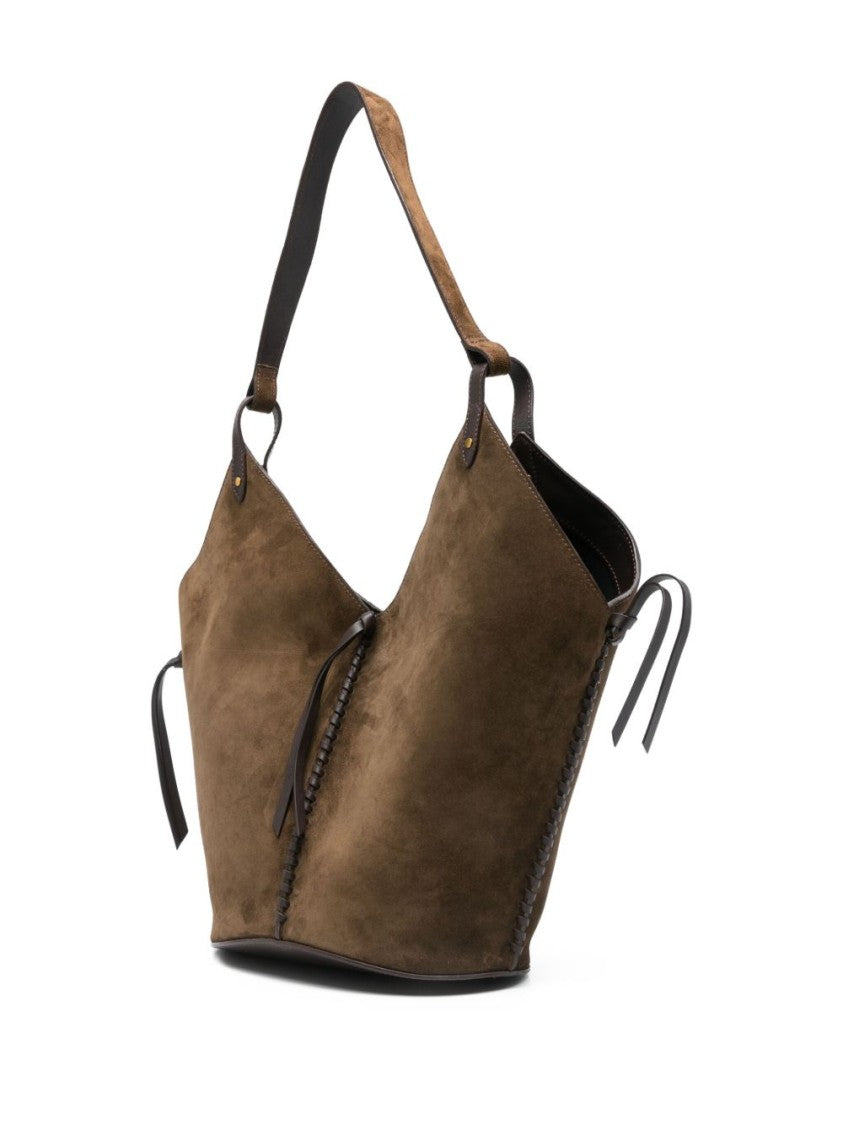 Isabel Marant Brown Suede Shoulder Bag With Angular Silhouette