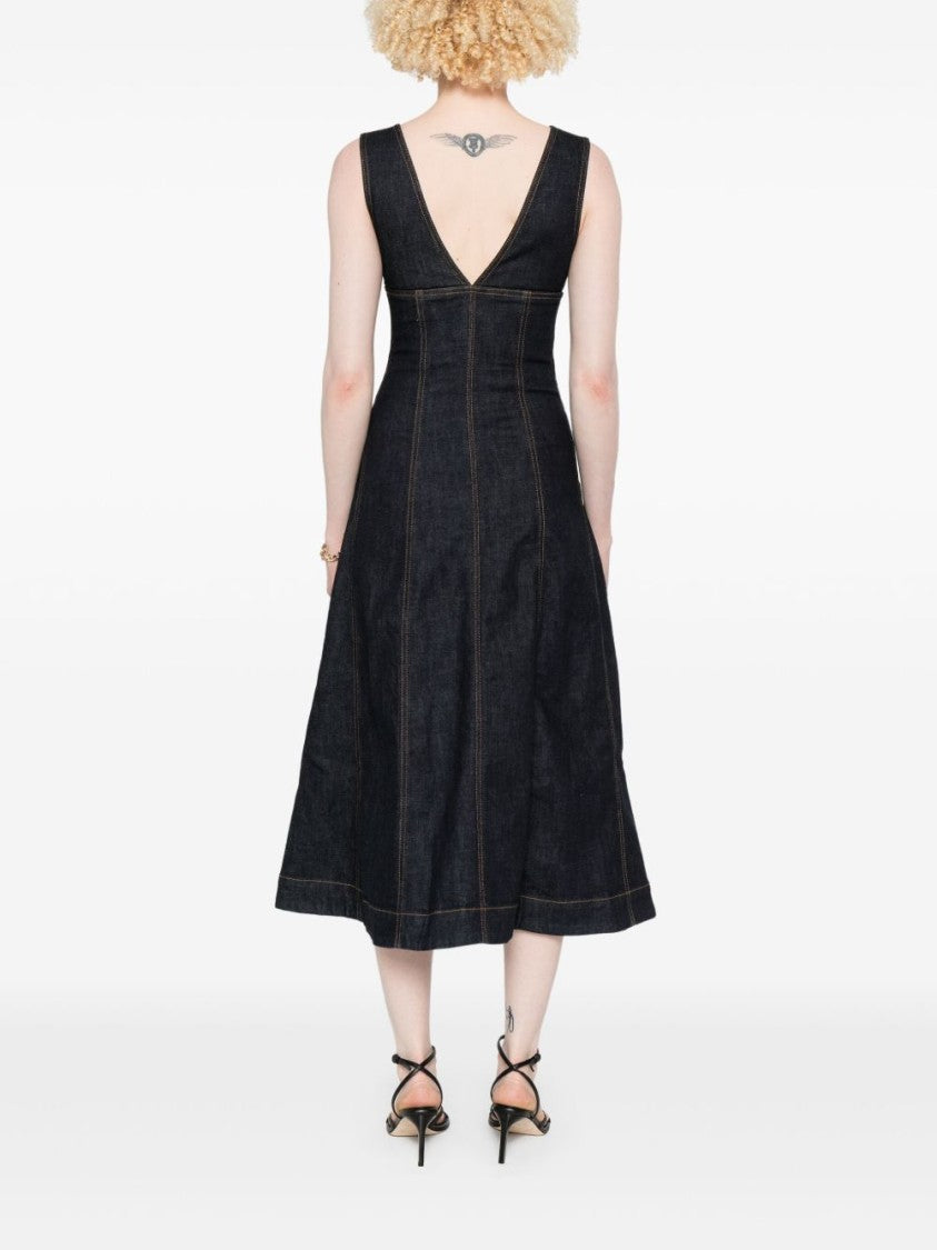 Self-Portrait Navy Blue Flared Dress