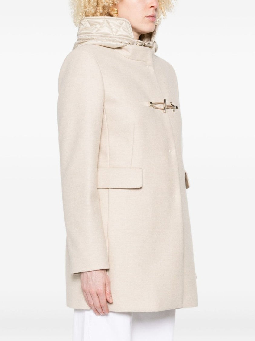 Fay Mid-Length Wool Blend Coat With Detachable Hood