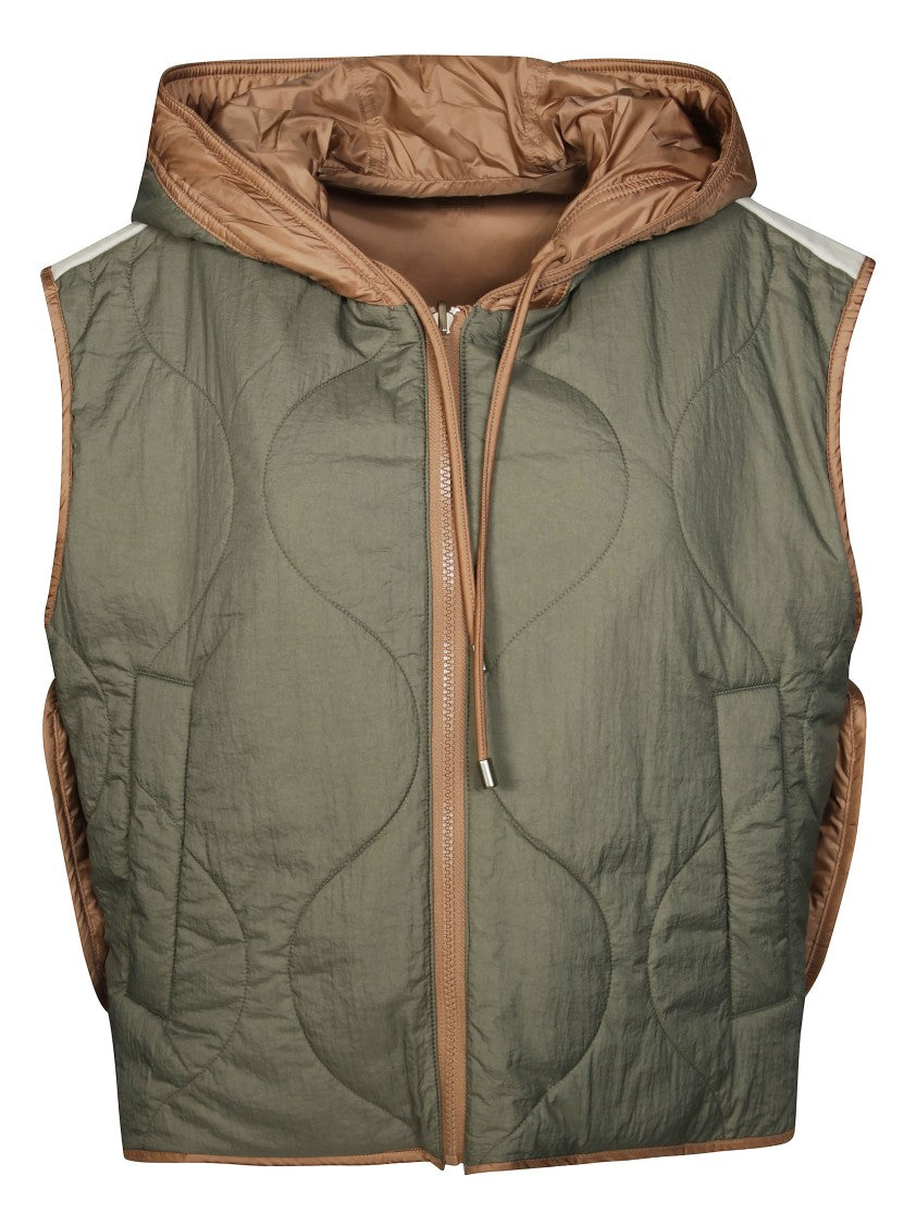 Max Mara Dual-Tone Sleeveless Gilet With Hood And Adjustable Hem