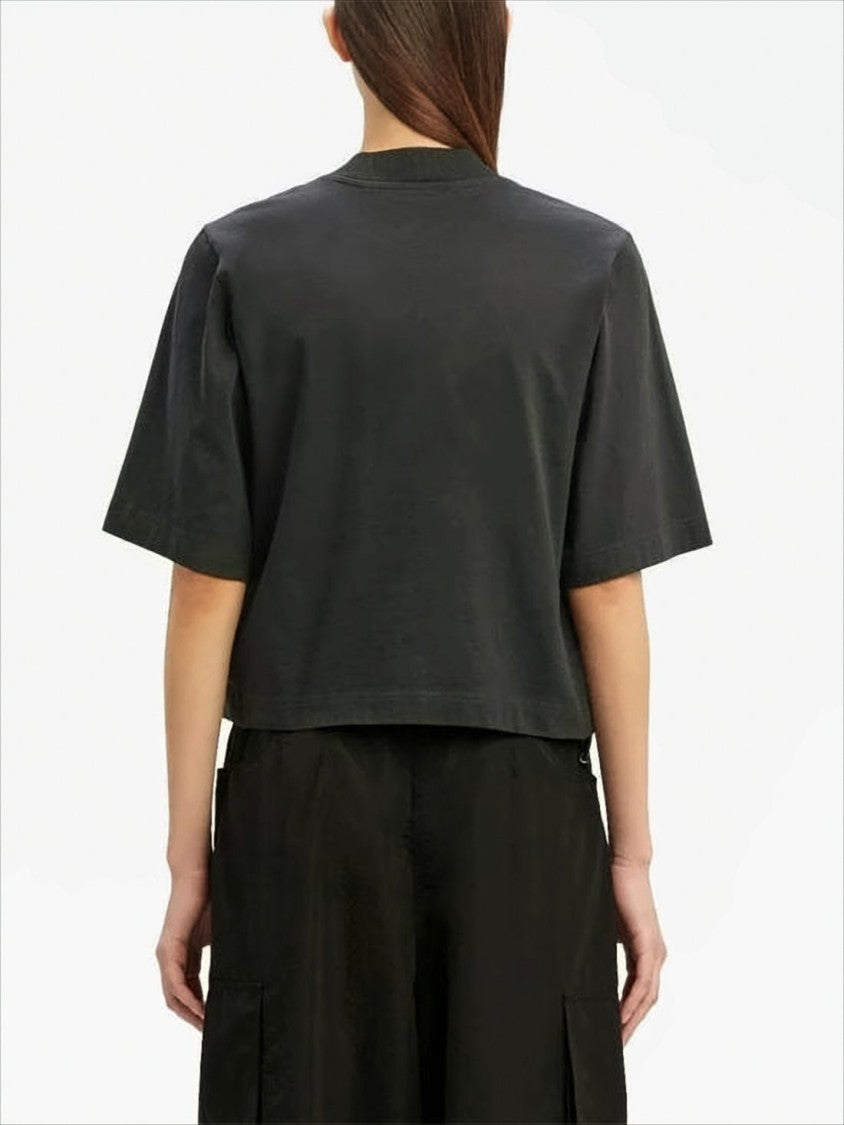 Palm Angels Cropped Short-Sleeve T-Shirt With Upside-Down Palm Tree Graphic