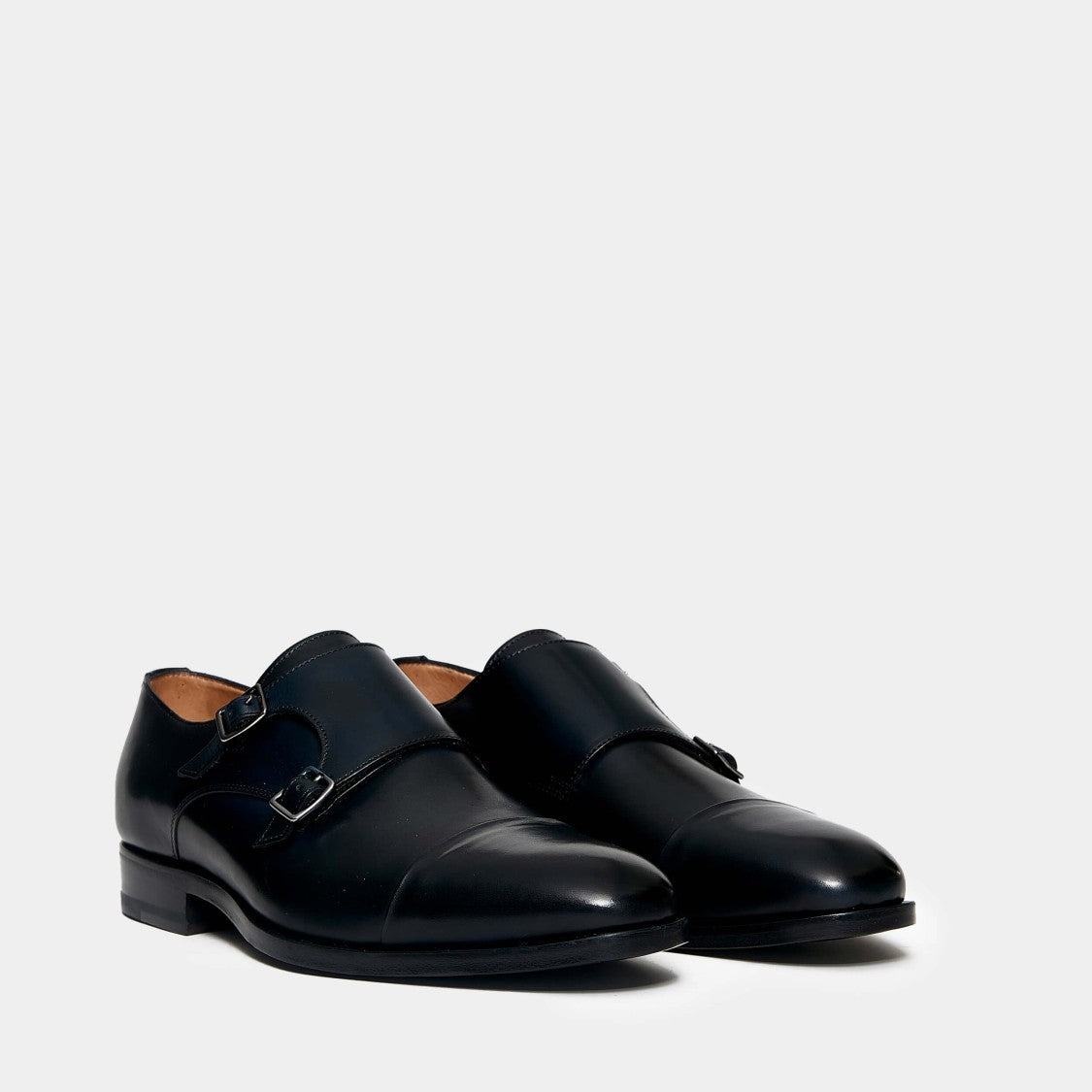 Ortigni Double Buckle In Blue Calfskin