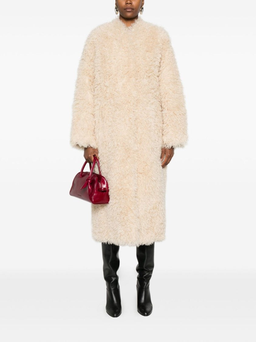 Stand Beige Tailored Coat With Classic Silhouette