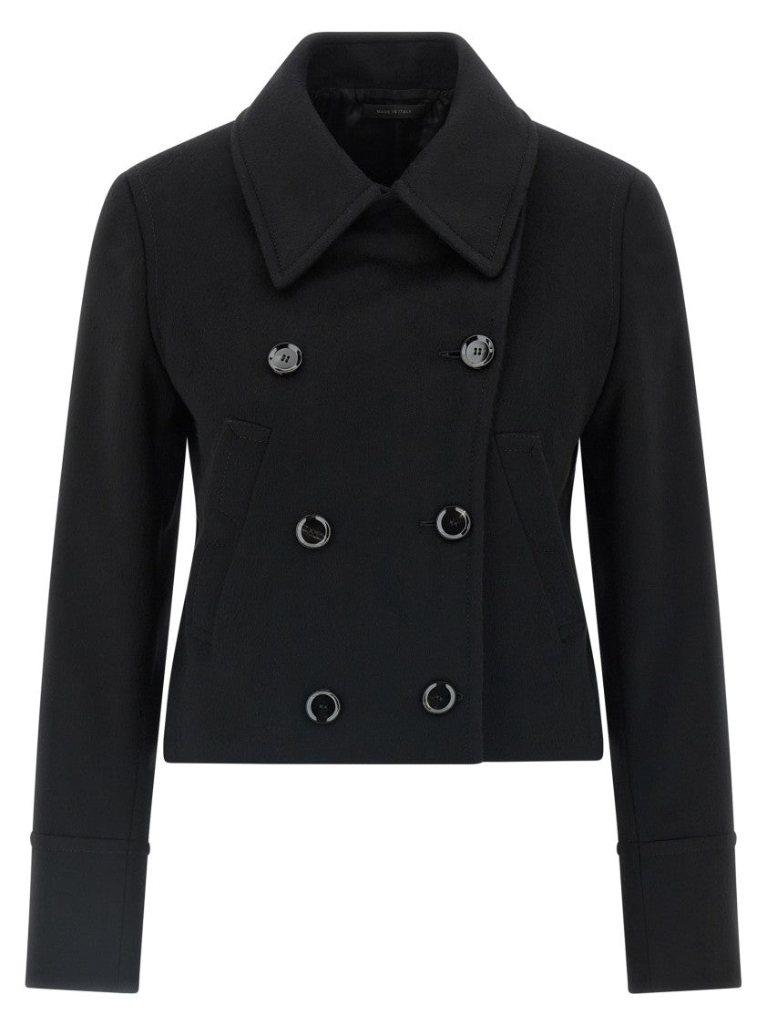 Brioni Double-Breasted Cashmere Cropped Coat With Lapel Collar