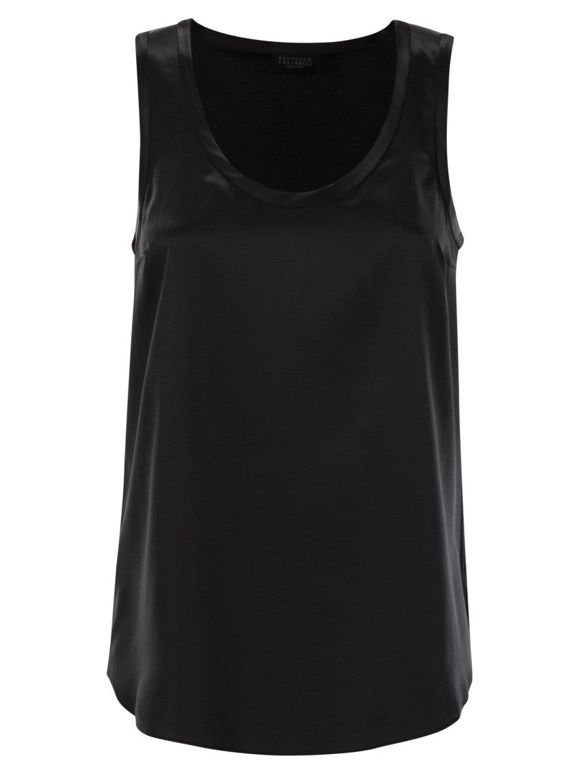 Brunello Cucinelli Stretch Silk Satin Top