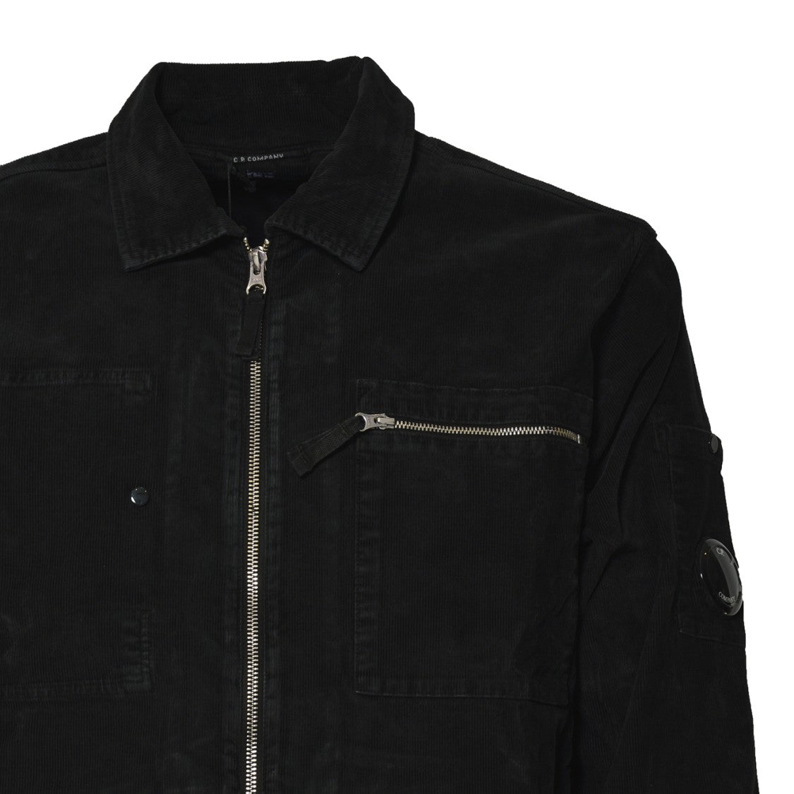 C.P. Company Minimalist Black Jacket With Functional Pockets And Classic Collar