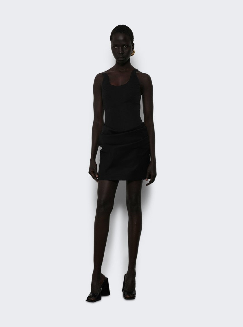 Coperni Strapless Black Mini Dress With Graphic Neckline