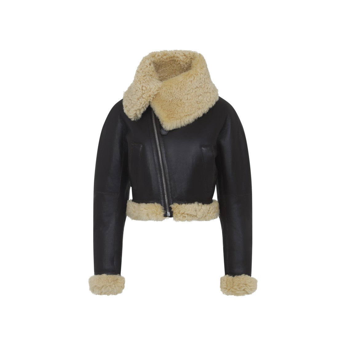 Jacquemus Cropped Black Lamb Leather Jacket