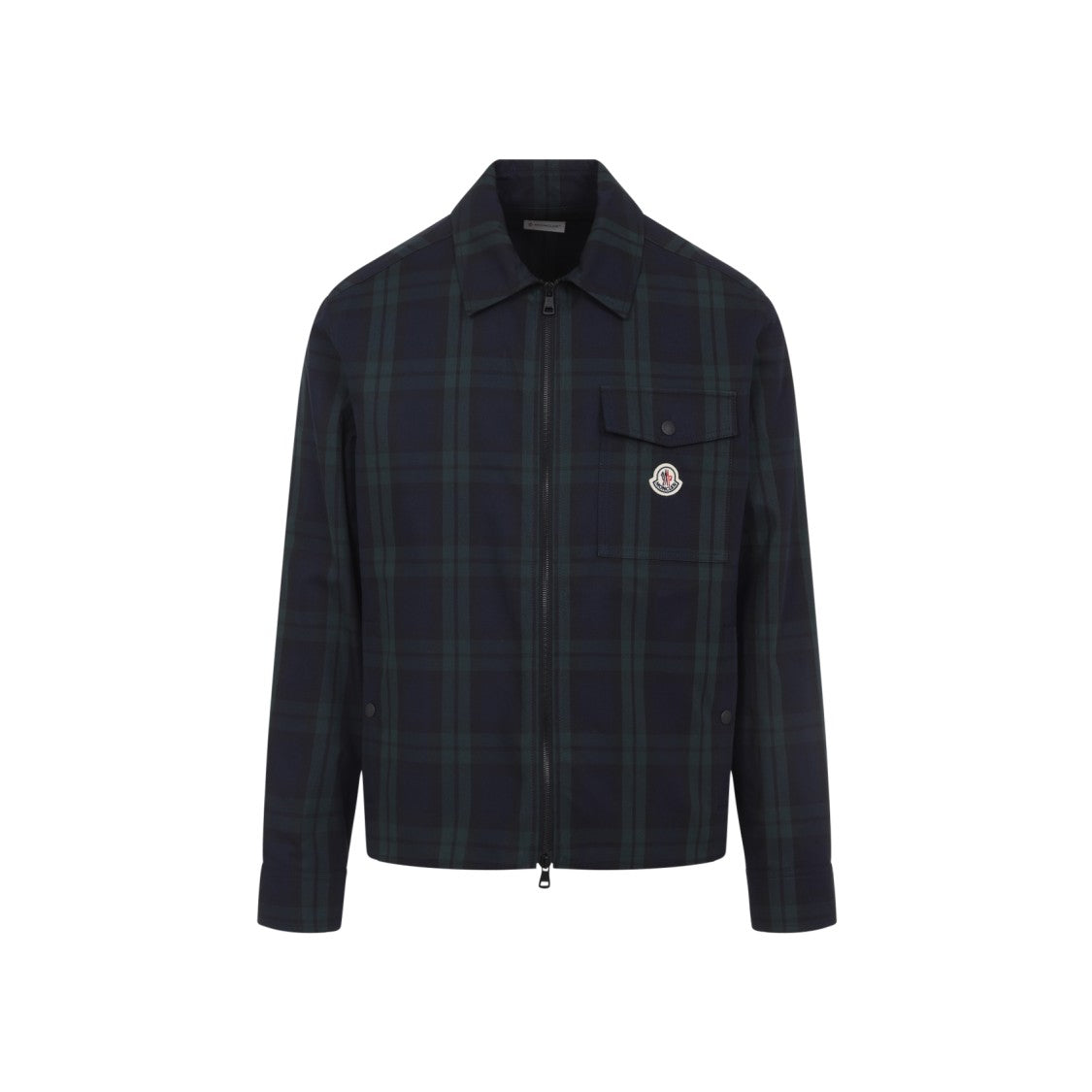 Moncler Plaid Black Cotton Shirt With Zip Closure