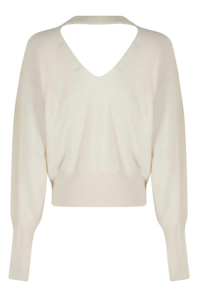 Federica Tosi Cut-Out Design Long Sleeve Sweater With Deep V-Neck