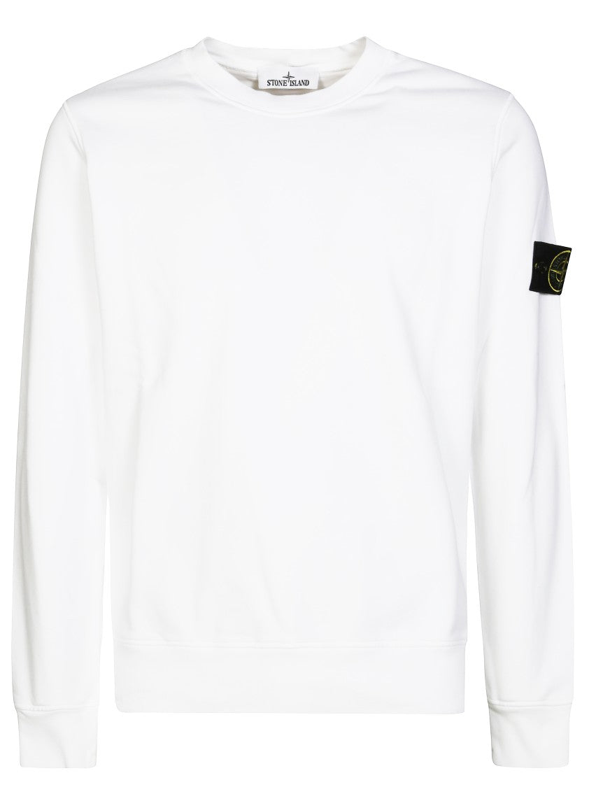 Stone Island White Sweatshirt With Logo Patch