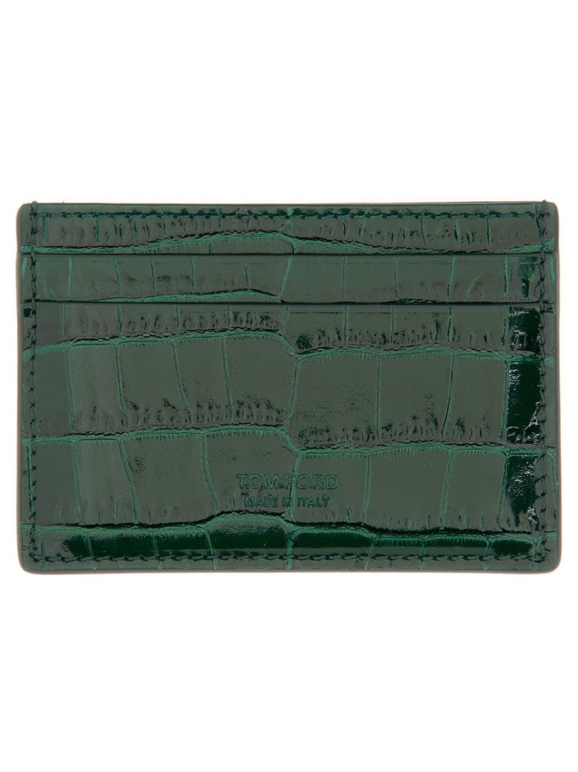 Tom Ford Crocodile-Embossed Leather Card Holder