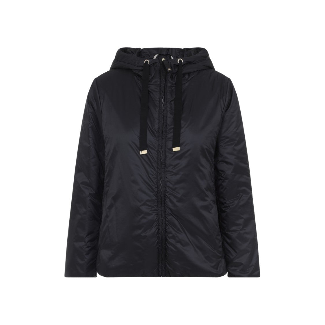 Max Mara Hooded Black And Green Jacket With Functional Pockets