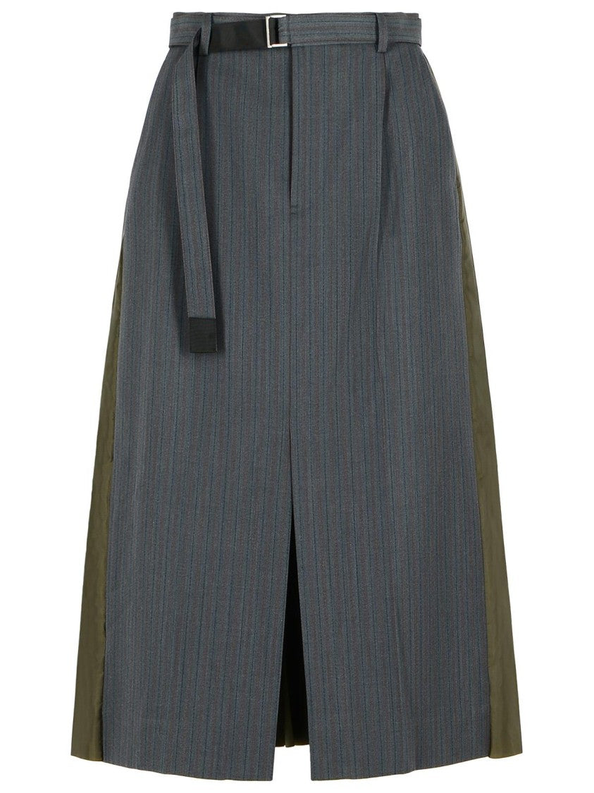 Sacai Grey Wool Blend Skirt