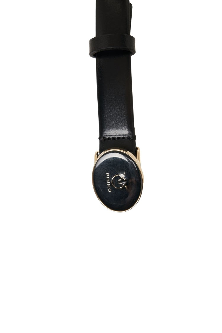 Pinko Leather Belt With Signature Gold Logo Buckle