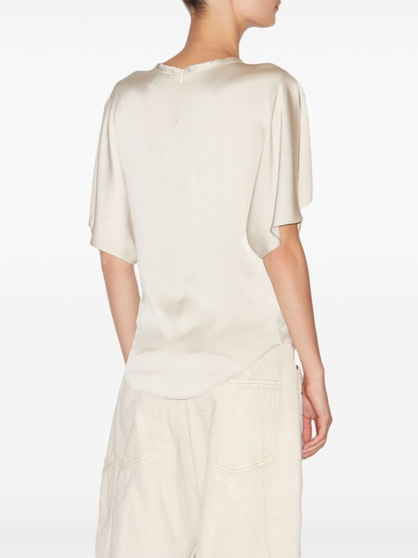 Isabel Marant Cream White Satin-Finish Karlita Blouse