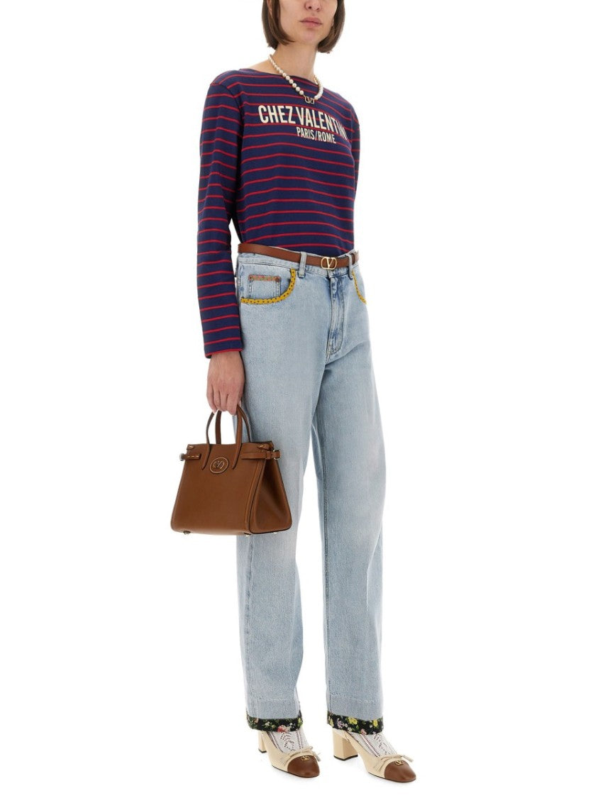 Valentino Striped Cotton Jersey T-Shirt