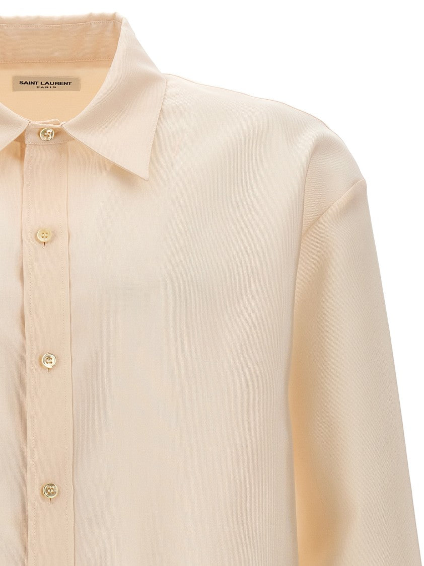 Saint Laurent Wool Blend Faille Shirt With Button Closure