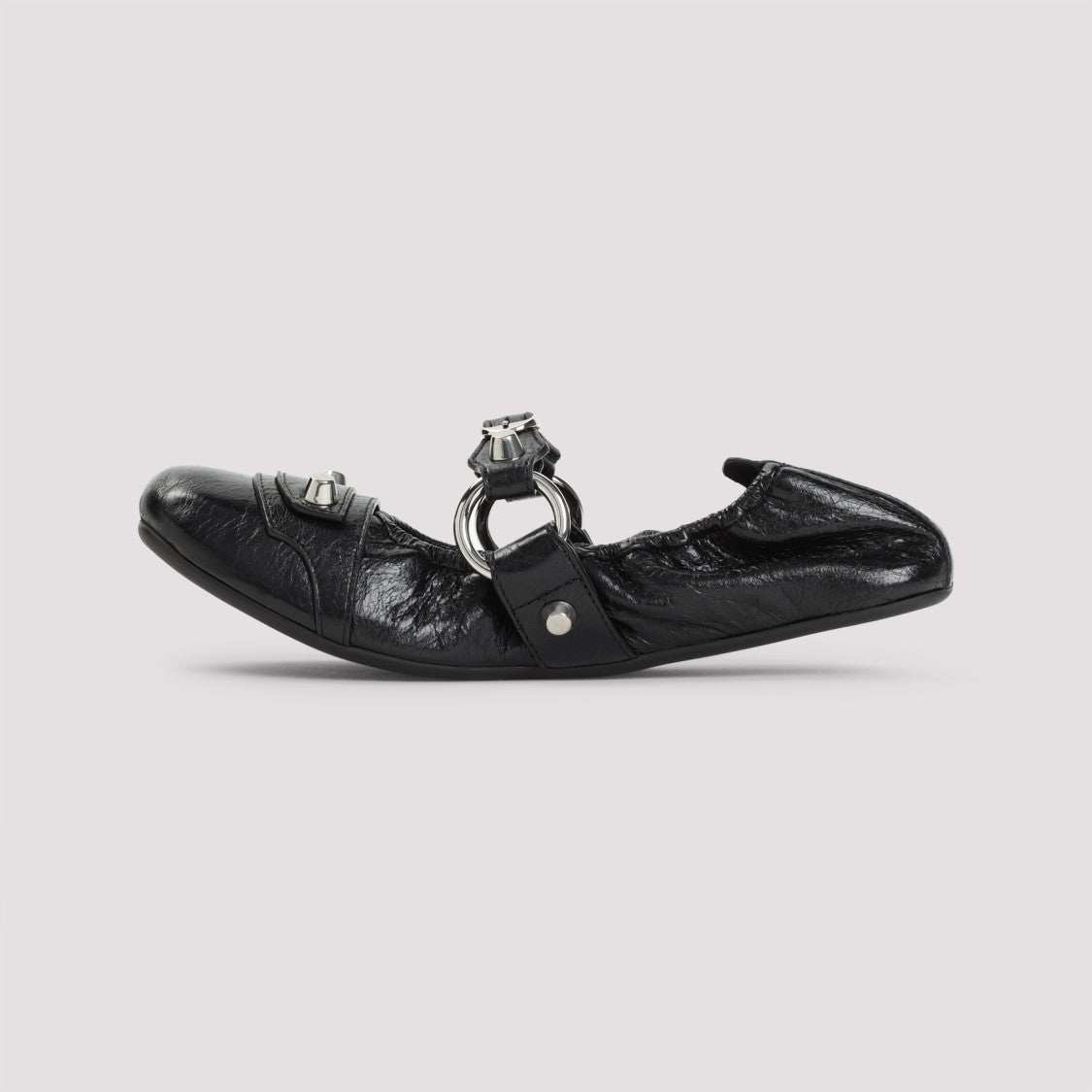 Balenciaga Black Lamb Leather Shoes With Striking Metallic Accents