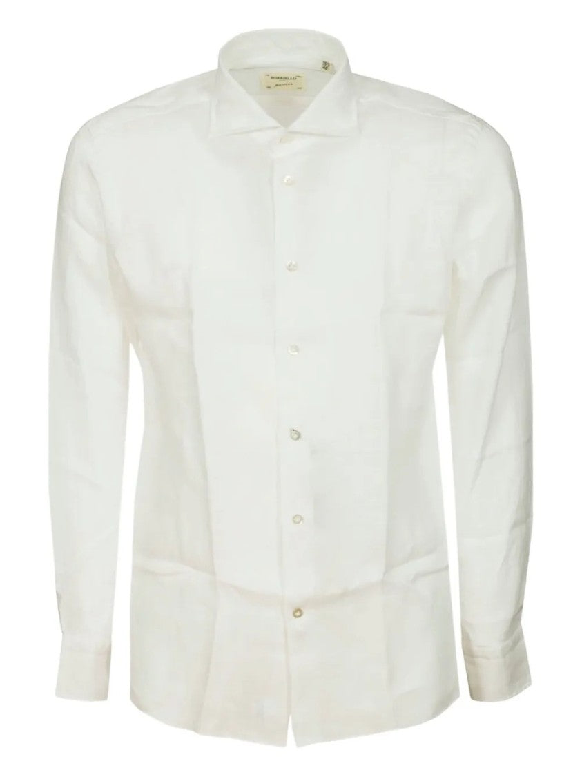 Borriello Napoli Tailored White Shirt With Button-Down Front And Pointed Collar