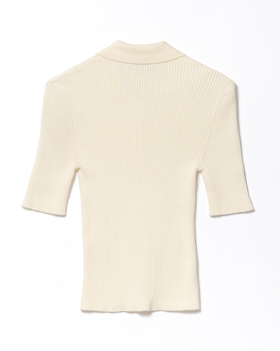 A.P.C. Fitted White Polo Shirt With Classic Collar