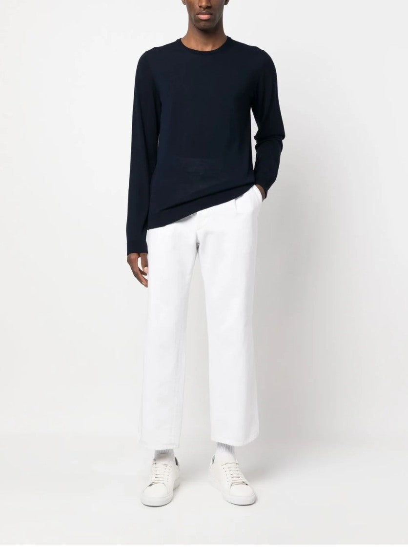 Roberto Collina Round Neck Long Sleeve Sweater In Soft Cotton